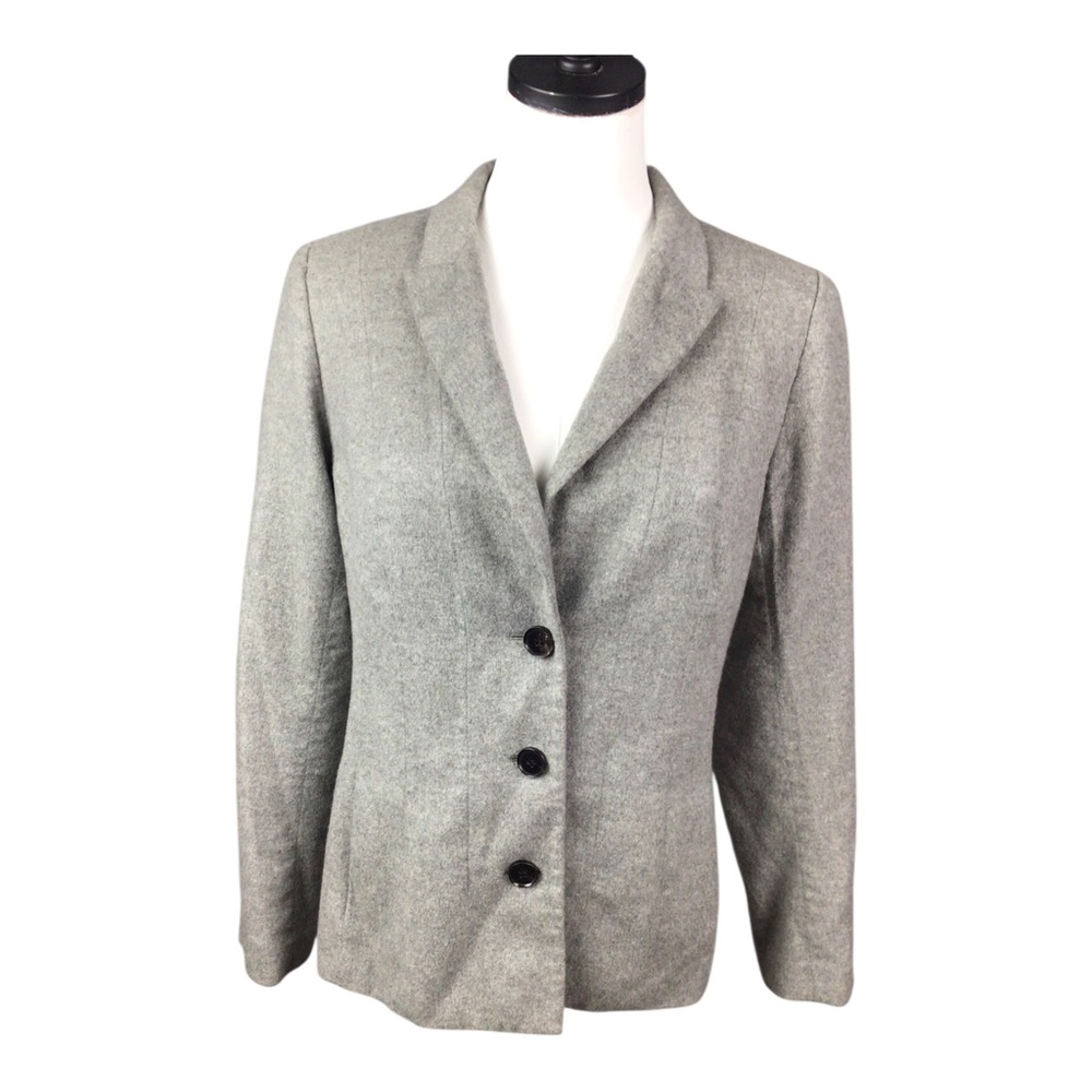 Lafayette 148 Cashmere Blazer Jacket Sz 10 Pockets Light Padded Shoulders